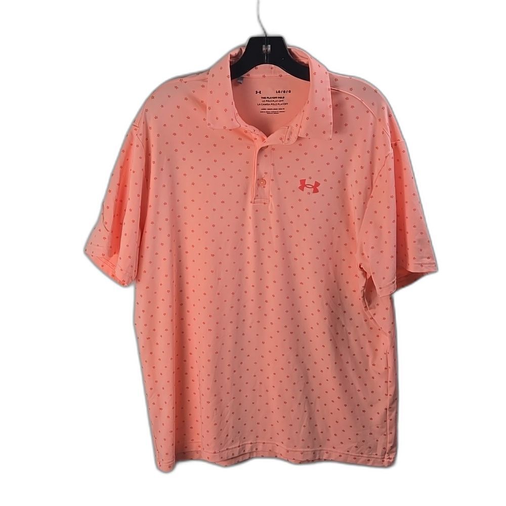 Under Armour Men's The Playoff Polo Electric Tangerine Polo Sz L Golf Athleisure